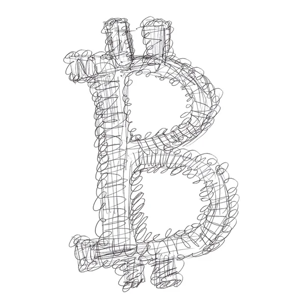 Zamotané Bitcoin symbol kresba — Stock fotografie