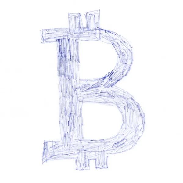 Bitcoin symbol naskrobać rysunek — Zdjęcie stockowe