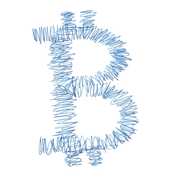 Bitcoin symbol kulas rysunek — Zdjęcie stockowe