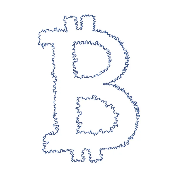 Dessin de symbole Bitcoin dentelé — Photo