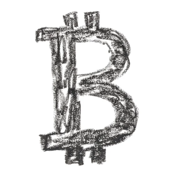 黒 Bitcoin シンボルの描画 — ストック写真