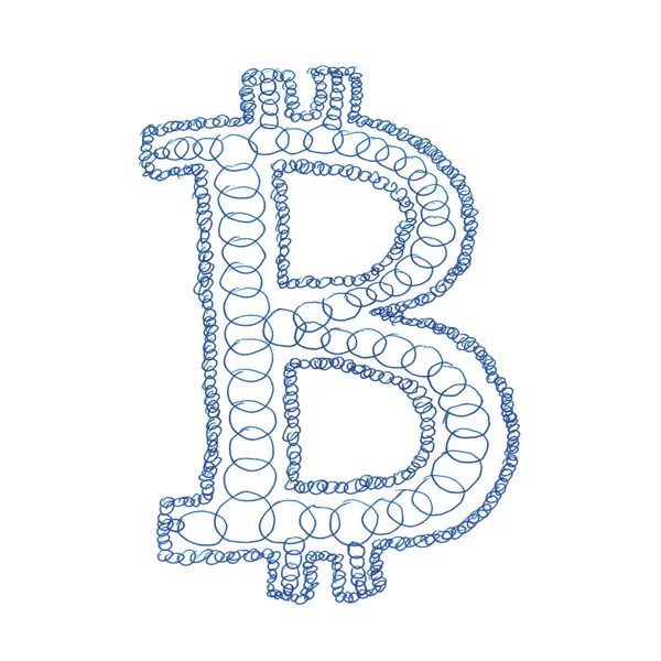 Łańcuch Bitcoin rysowane ręcznie symbol — Zdjęcie stockowe