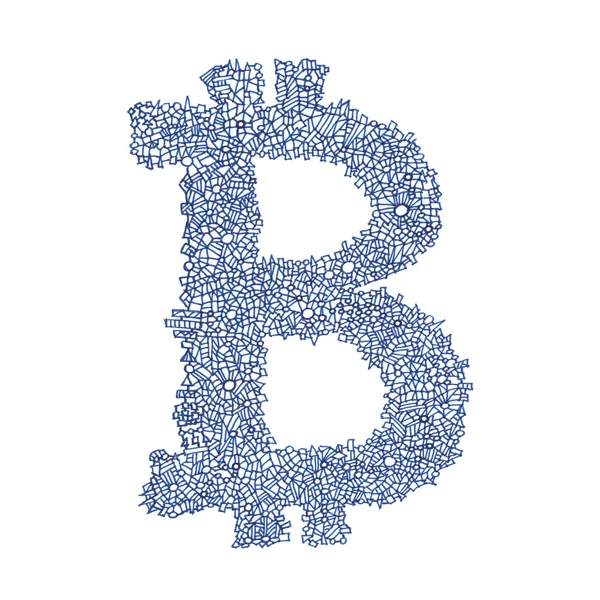 Bitcoin ręcznie rysowane symbol — Zdjęcie stockowe