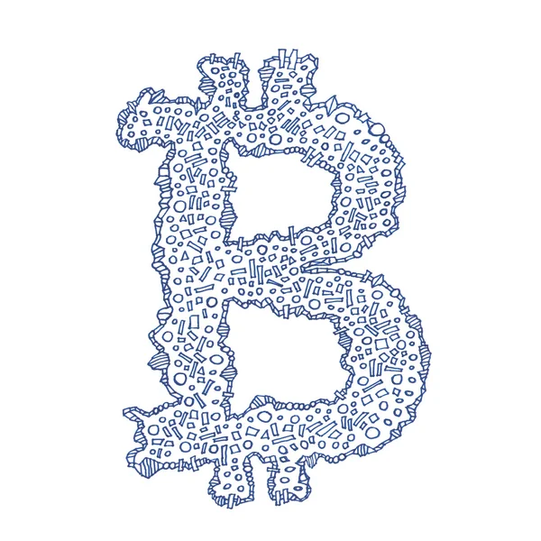 Bitcoin ręcznie rysowane symbol — Zdjęcie stockowe