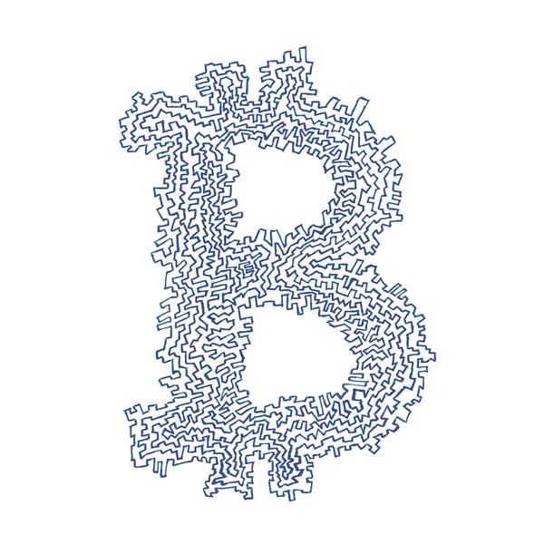 Zoubkovaný Bitcoin ručně nakresleného symbolu — Stock fotografie