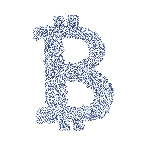 Bitcoin ząbkowany ręcznie rysowane symbol — Zdjęcie stockowe