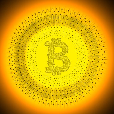 Golden Bitcoin cryptocurrency coin clipart