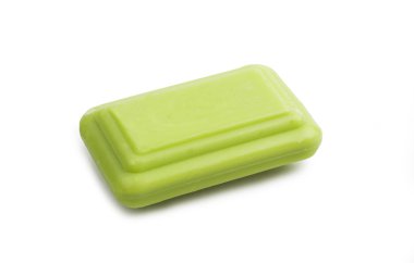 Yeşil sabun Bar. Beyaz arka plan üzerinde izole.