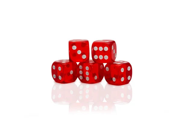 Five dices isolated on white — Stock Photo, Image