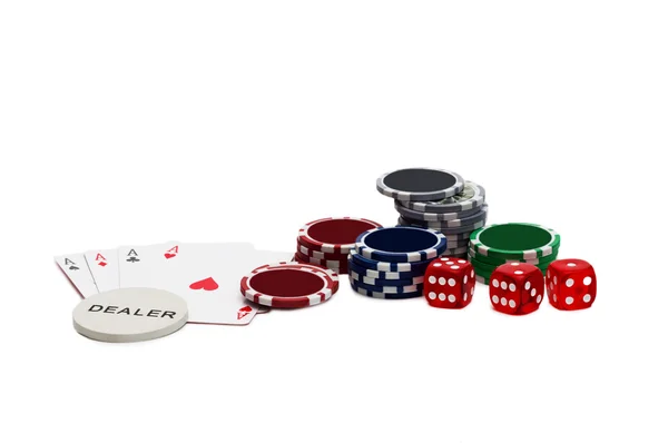 Playing cards and gambling chips — Stock Photo, Image