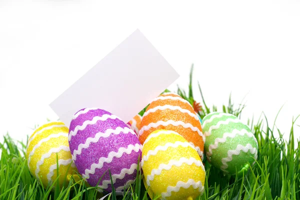 Paskalya yumurtaları ve boş Not — Stockfoto