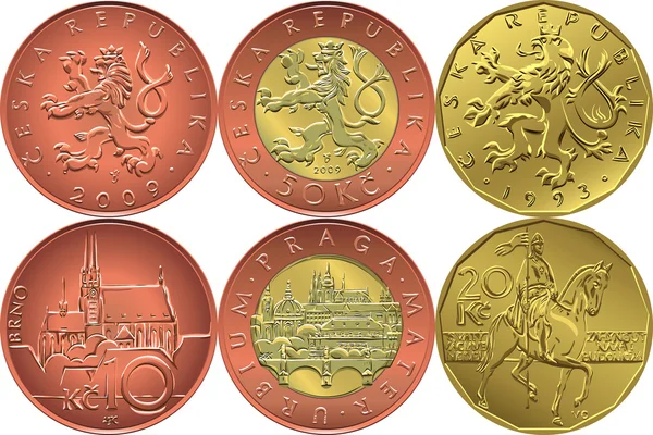 Вектор Установить обратную и обратную чехскую монету — стоковый вектор