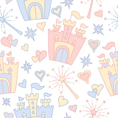 Hand drawn vector seamless princess pattern vector