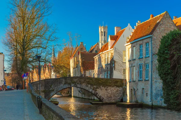 Belfort and the Green canal in Bruges, Belgium — Stock Photo, Image