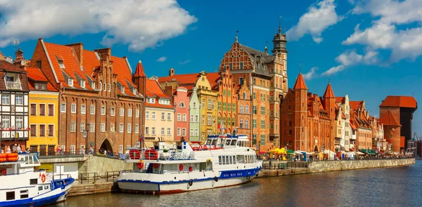 Panorama da Cidade Velha e Motlawa em Gdansk, Polônia — Fotografia de Stock