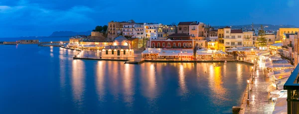 Notte panoramica Banchina veneziana, Chania, Creta — Foto Stock