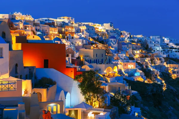 Oia på natten, santorini, Grekland — Stockfoto
