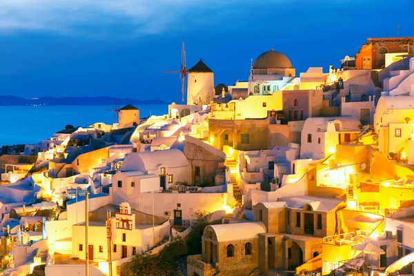 Oia at night, Santorini, Greece — Stock Photo, Image