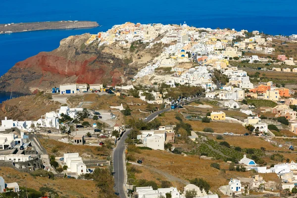 Luchtfoto van Oia of Ia, Santorini, Griekenland — Stockfoto