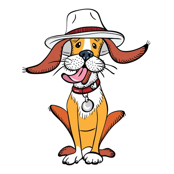 Vector funny dog wearing hats — Stock Vector