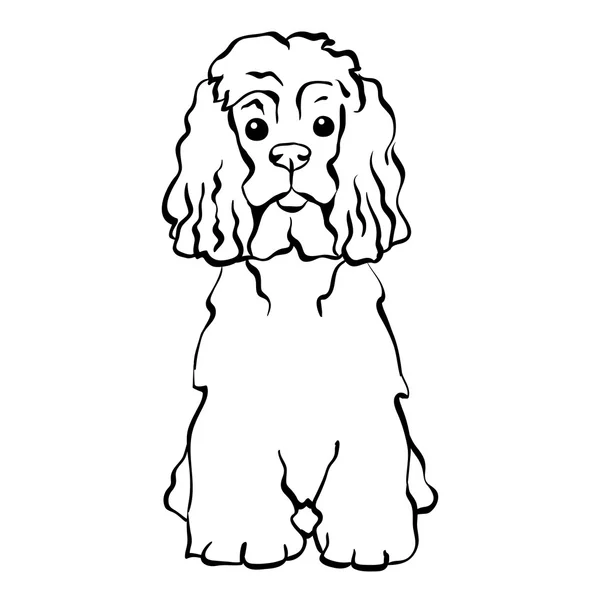 座っているベクター スケッチ面白い犬 — ストックベクタ