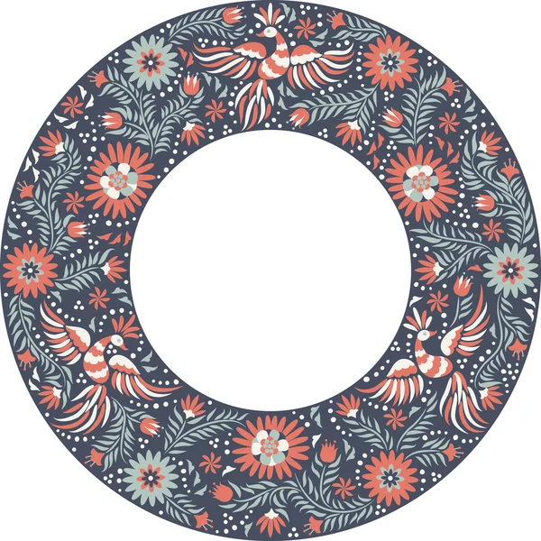 Vector bordado mexicano patrón de marco redondo — Archivo Imágenes Vectoriales