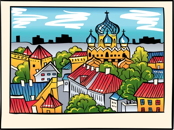 Vektor éjszaka középkori Old Town, Tallinn, Észtország — Stock Vector