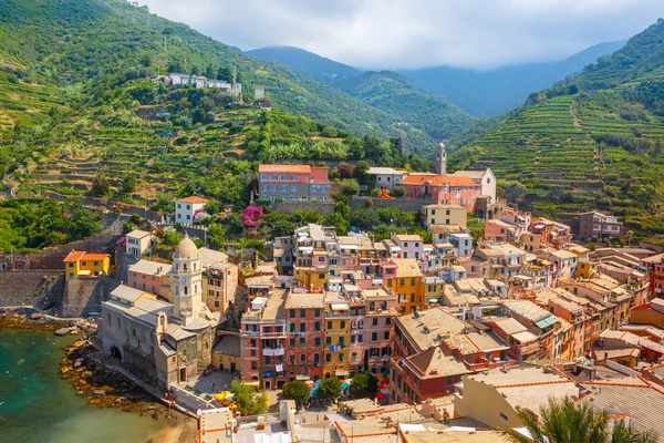 Panorama vernazza, cinque terre, liguria, Włochy — Zdjęcie stockowe