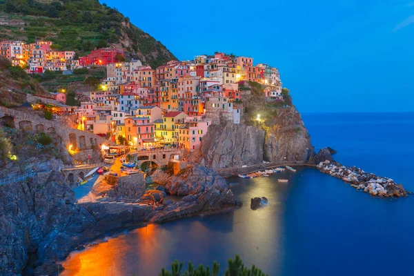 Ніч Manarola Чинкве-Терре, Лігурія, Італія — стокове фото