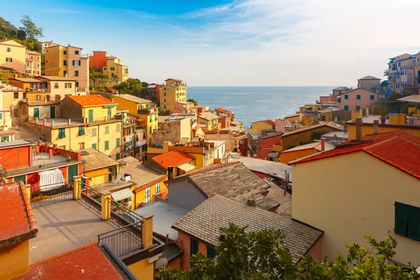 Panorama z Riomaggiore, Cinque Terre, Liguria, Itálie — Stock fotografie