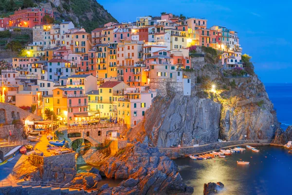 Noche Manarola, Cinque Terre, Liguria, Italia — Foto de Stock