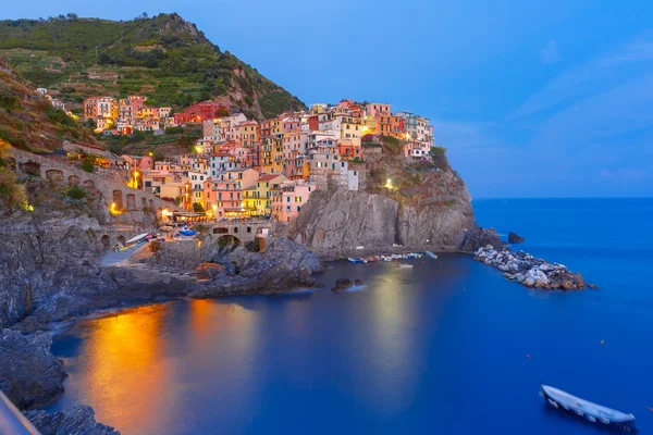 Night Manarola, Cinque Terre, Liguria, Itália — Fotografia de Stock