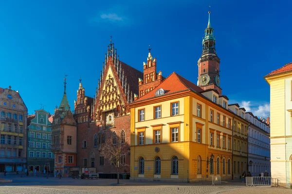 Municipio in Piazza del Mercato a Breslavia, Polonia — Foto Stock