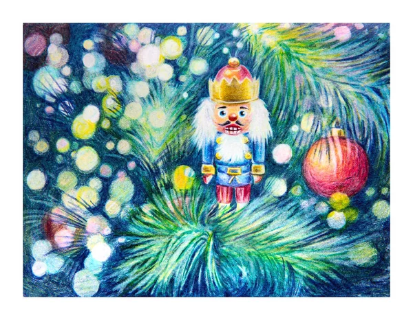 くるみ割り人形付きクリスマスカード — ストック写真