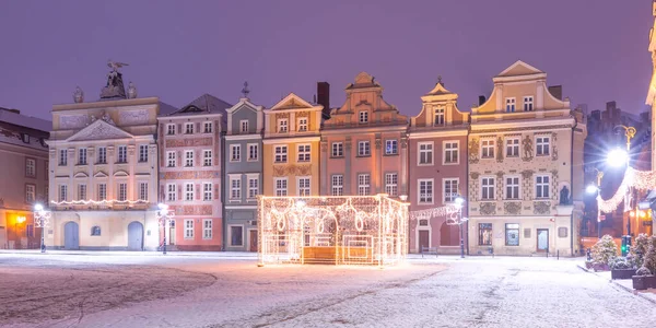 Nacht Oude Stad van Poznan, Polen — Stockfoto