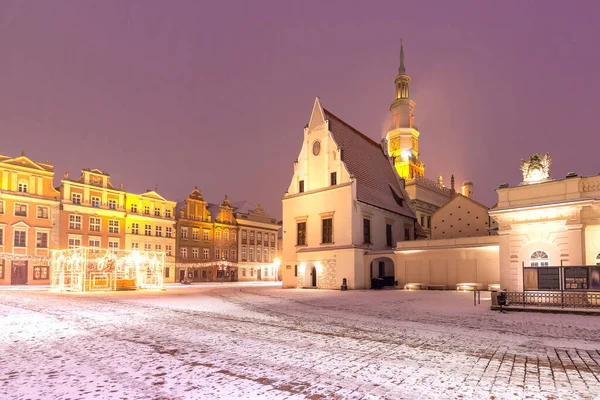 Nächtliche Altstadt von Poznan, Polen — Stockfoto