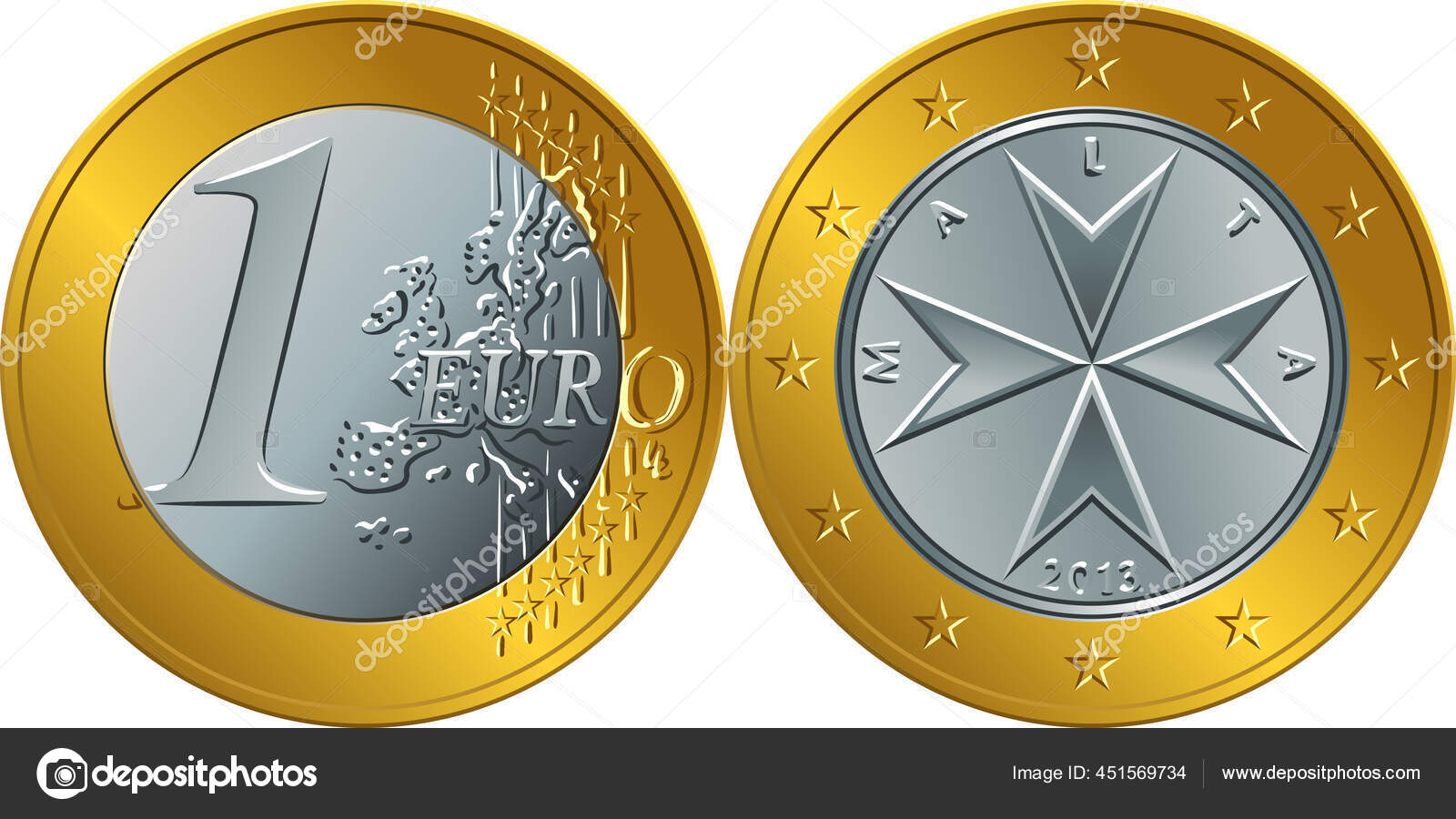 Vecteur Stock 1 euro coin vector