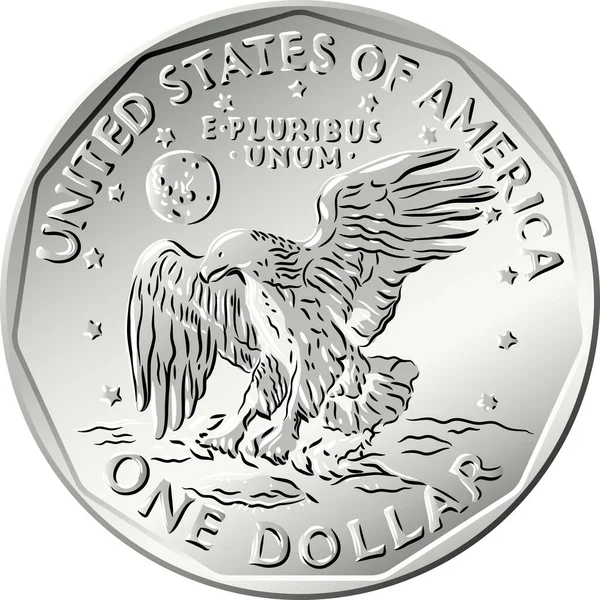Vector American money Susan B Anthony dollar coin — Stock Vector
