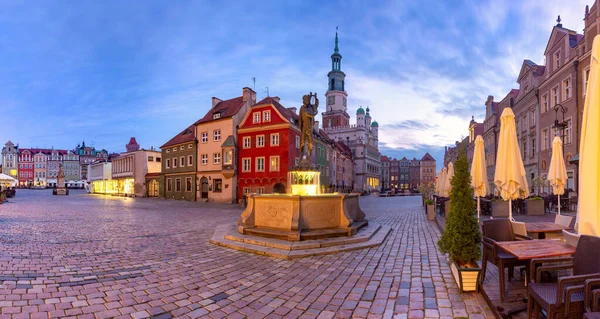 Nacht Oude Stad van Poznan, Polen — Stockfoto