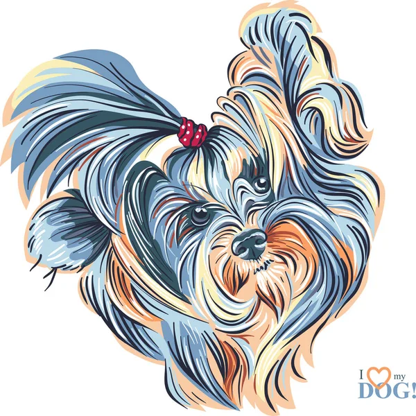 ベクトルかわいい子犬ヨークシャーテリア — ストックベクタ