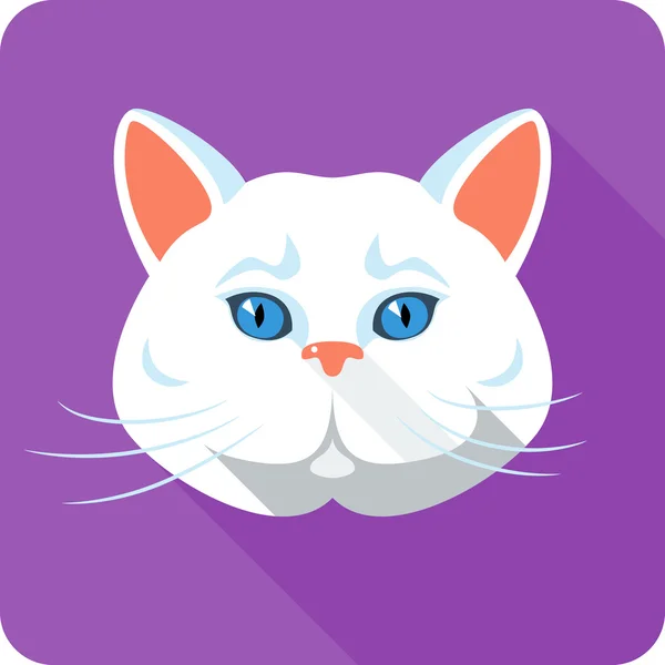 Vector white british Cat icon flat design — Stock Vector