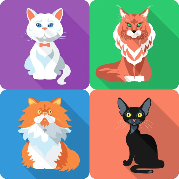 Set icono Cat diseño plano — Vector de stock