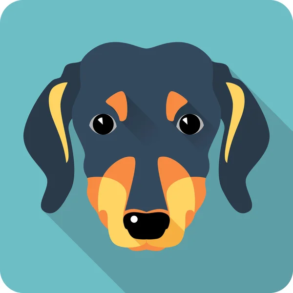 Είδος γερμανικού κυνηγετικού σκύλου σκύλος εικονίδιο επίπεδη σχεδίαση — Διανυσματικό Αρχείο