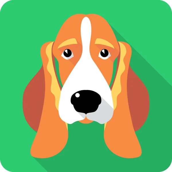 Perro Basset Hound icono diseño plano — Archivo Imágenes Vectoriales