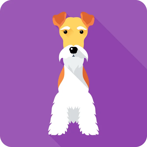 Fox Terrier dog icon flat design — Stock Vector