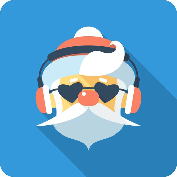 Santa Claus icono de la cara de diseño plano — Vector de stock