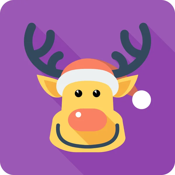 Santa's reindeer Face icon flat design — Stock Vector