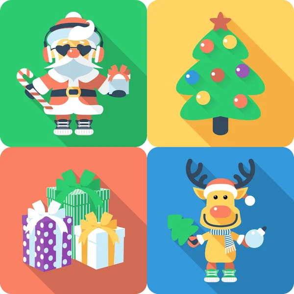 Vánoční sada ikona plochý design — Stockový vektor