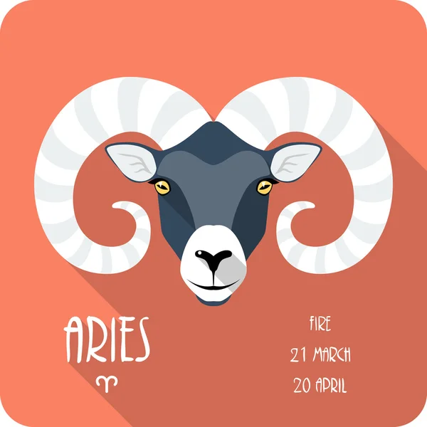 Signo del zodíaco icono de Aries diseño plano — Vector de stock