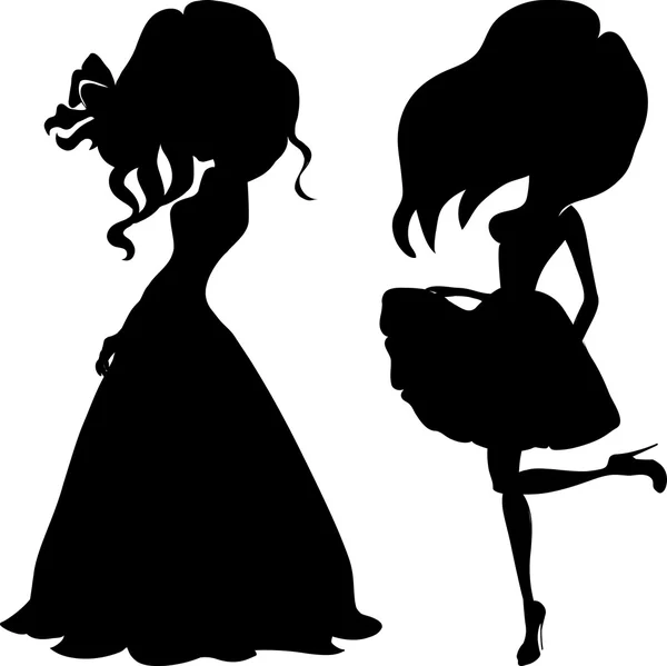 Silhouette fashion girls top models — Stock Vector